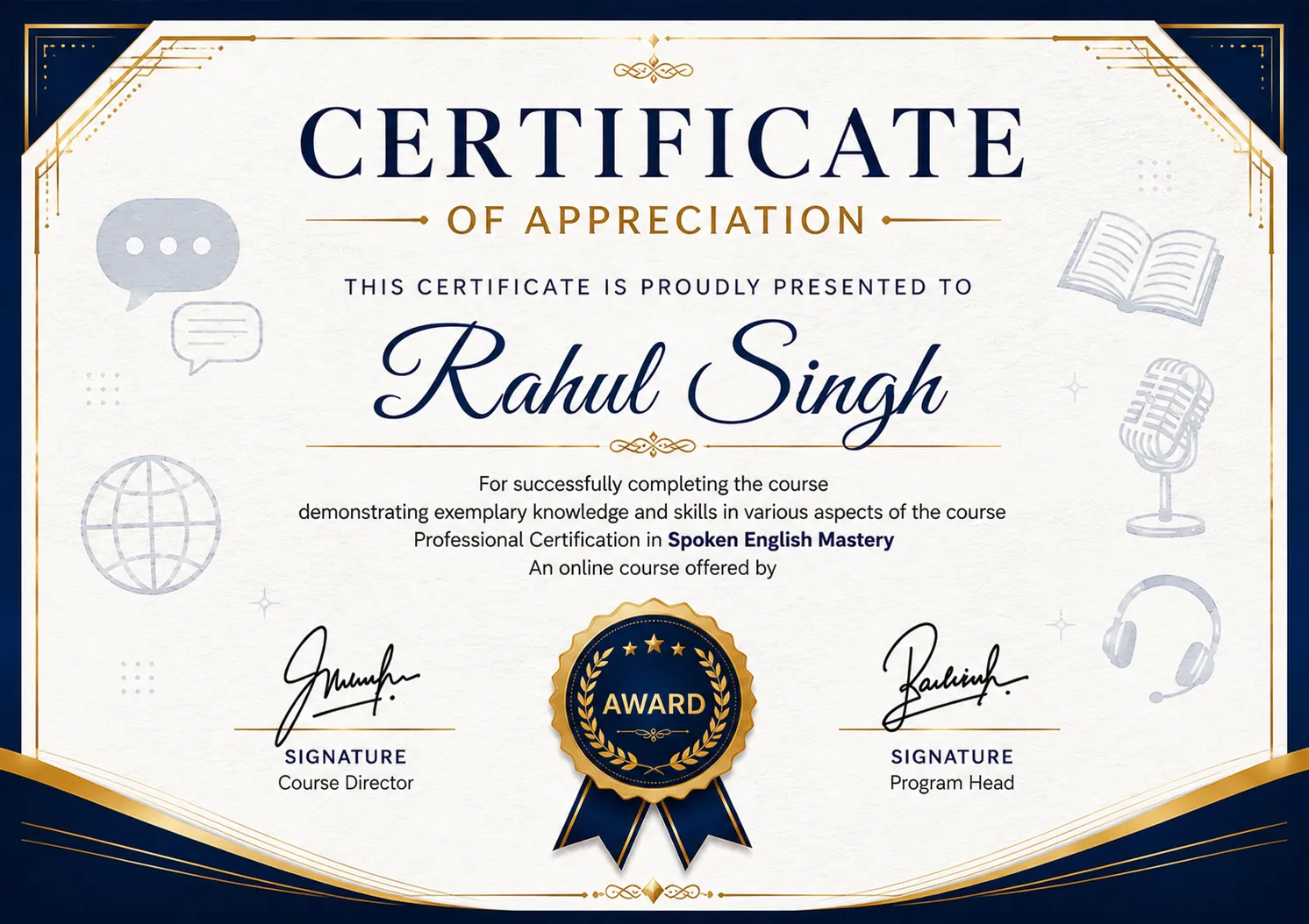 Spoken English Mastery Certificate